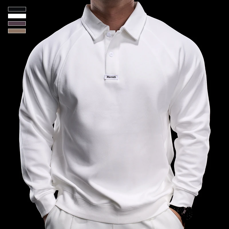 霸道肌肉男士秋冬款运动健身上衣跑步训练服长袖翻领休闲通勤衣男