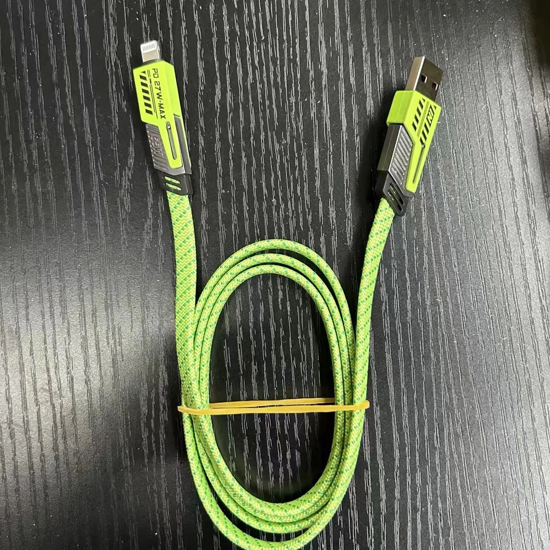 65W四合一pd超级快充手机数据线适用苹果华为二拖二充电线车载