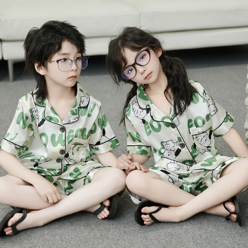 童装儿童睡衣套装春夏季短袖短裤男女童薄款中大童家居服童装