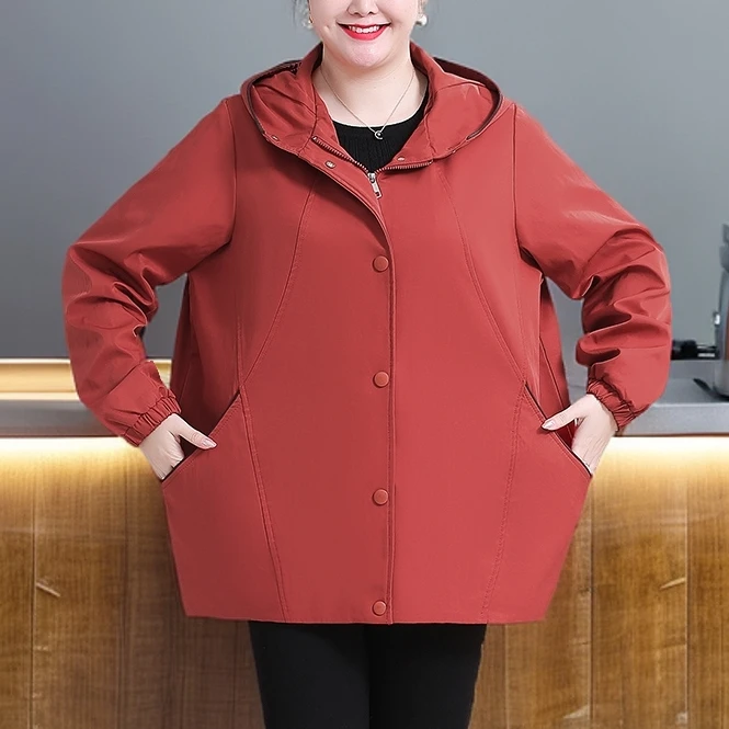 妈妈装女装秋季连帽外套夹克中老年60-70岁宽松时尚洋气上衣