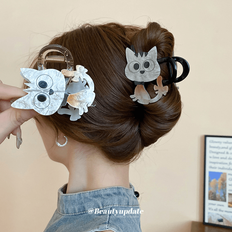 可爱小猫咪发卡小女孩后脑勺盘发抓夹女童儿童小朋友发夹新款头饰