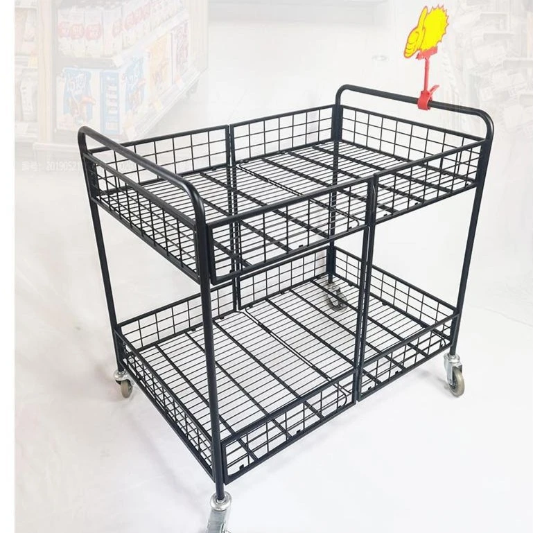 促销小推车加厚带扶手户外摆摊甩折叠货架移动微商零食地推车简约