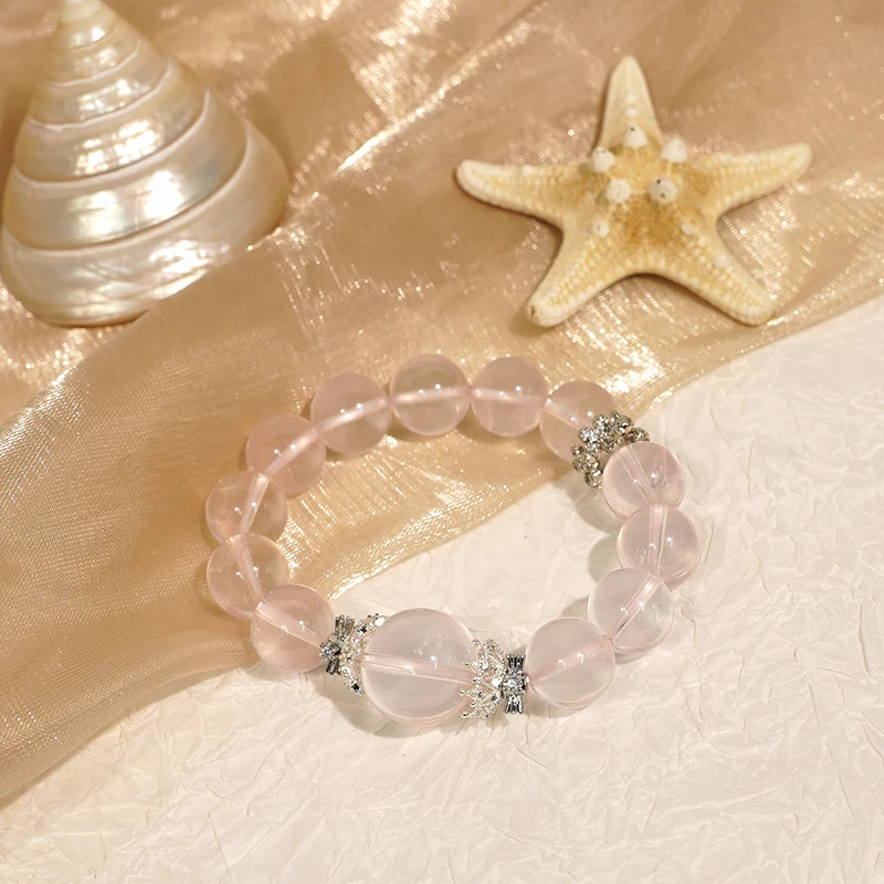 CB2158【白雾玫瑰】粉晶 顶珠 气质百搭水晶手串