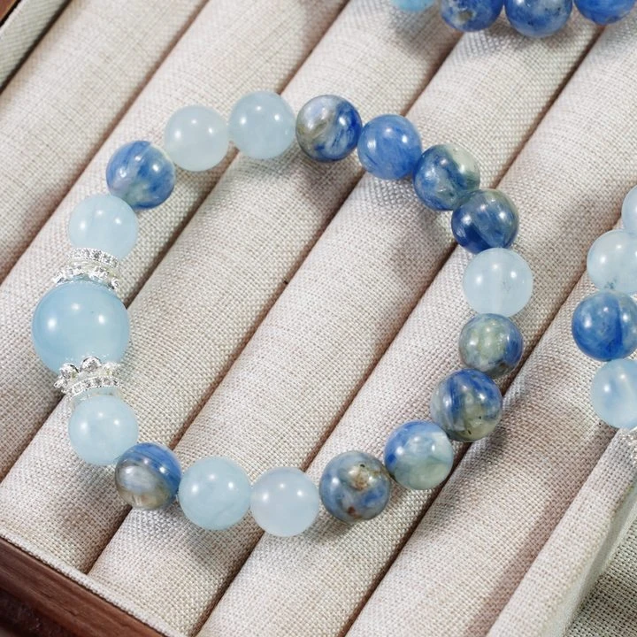 CB2590【月亮城堡】蓝晶石  海蓝宝 时尚女款水晶手串轻奢