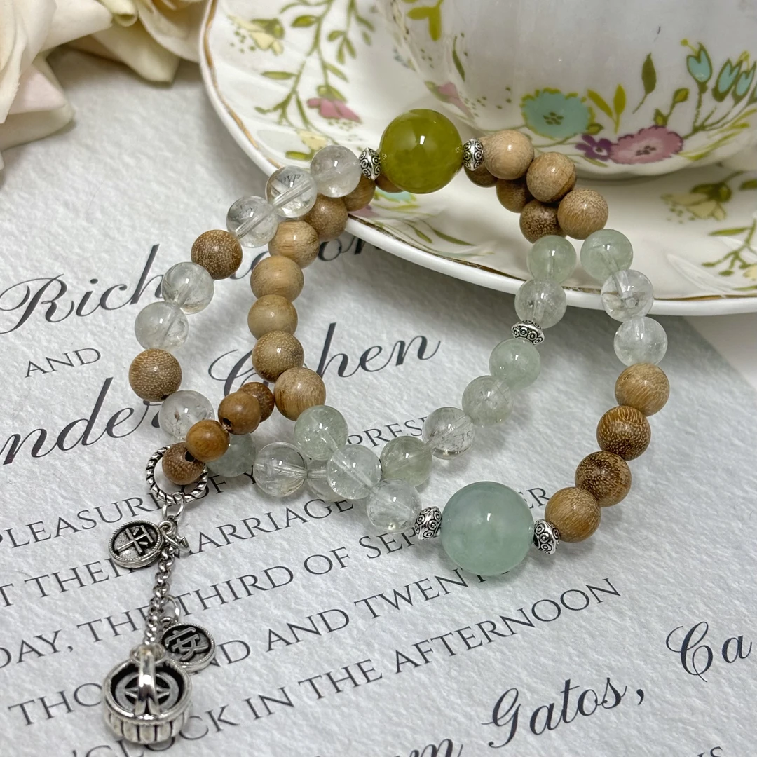 CB2883【枯木逢冬】岫玉 绿阿赛 绿幽灵 奶香木  水晶气质手串轻奢