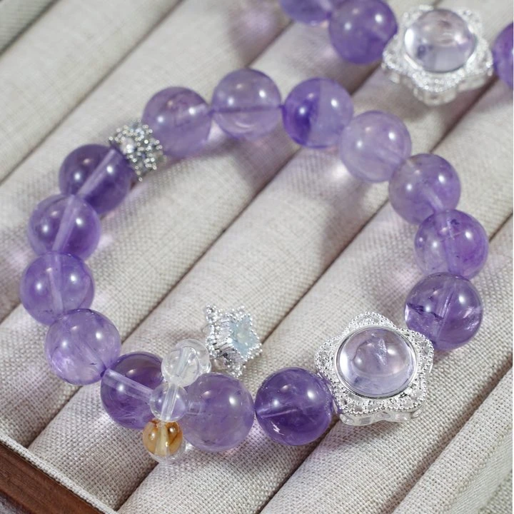 CB2568【紫璃】紫水晶 白水晶 黄塔晶  紫水星星盒子 水晶手串