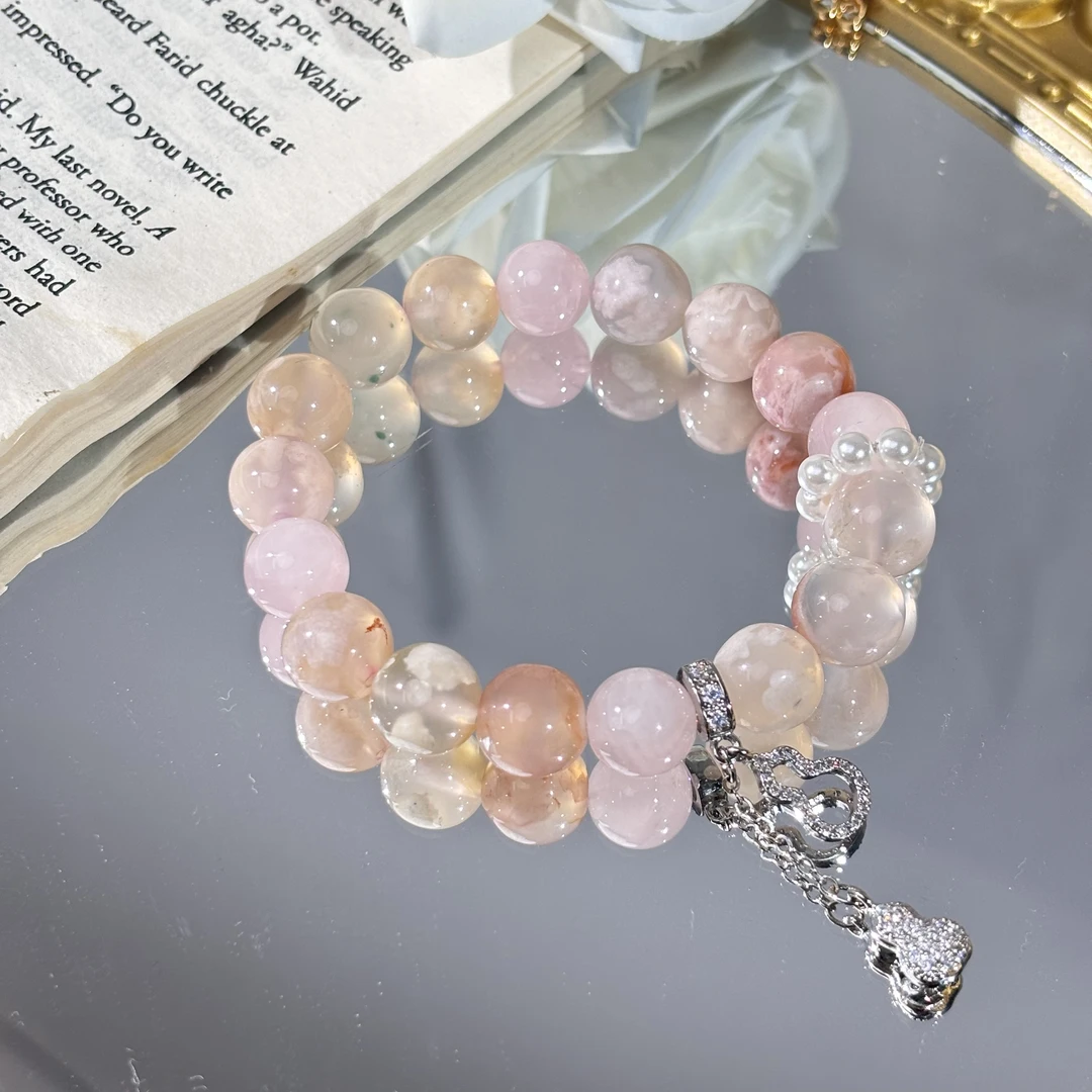 CB2310【白樱恋歌】樱花玛瑙10mm 粉水10mm 气质时尚手工水晶手串