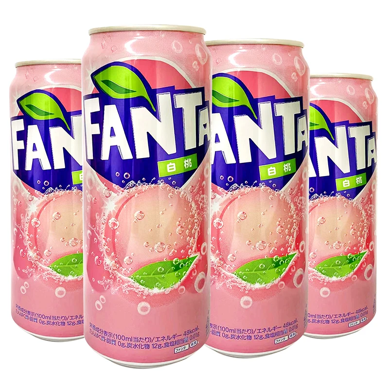 日本进口芬达白桃味碳酸饮料500ml/罐铝罐汽水高颜值