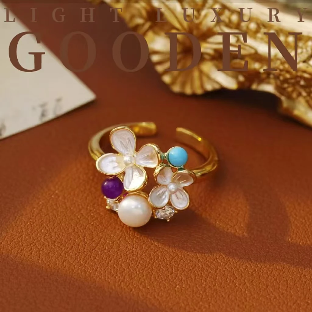 铜合金戒指 Gooden岛家【无名花】开口小众高级感时尚气质戒指