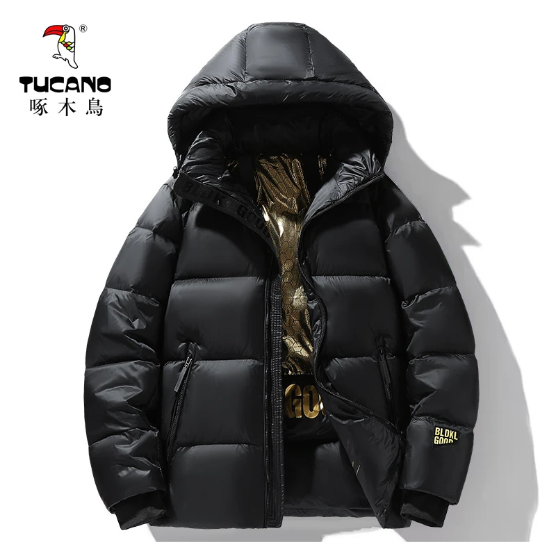 啄木鸟新款黑金棉服男冬季宽松短款潮牌休闲加厚保暖连帽棉衣外套