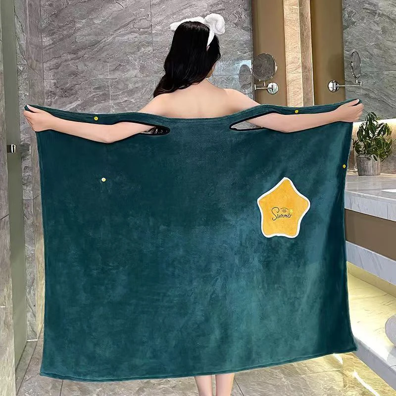 1件装珊瑚绒百变浴袍80斤-150斤可穿可裹巾吸水性很好大码成人