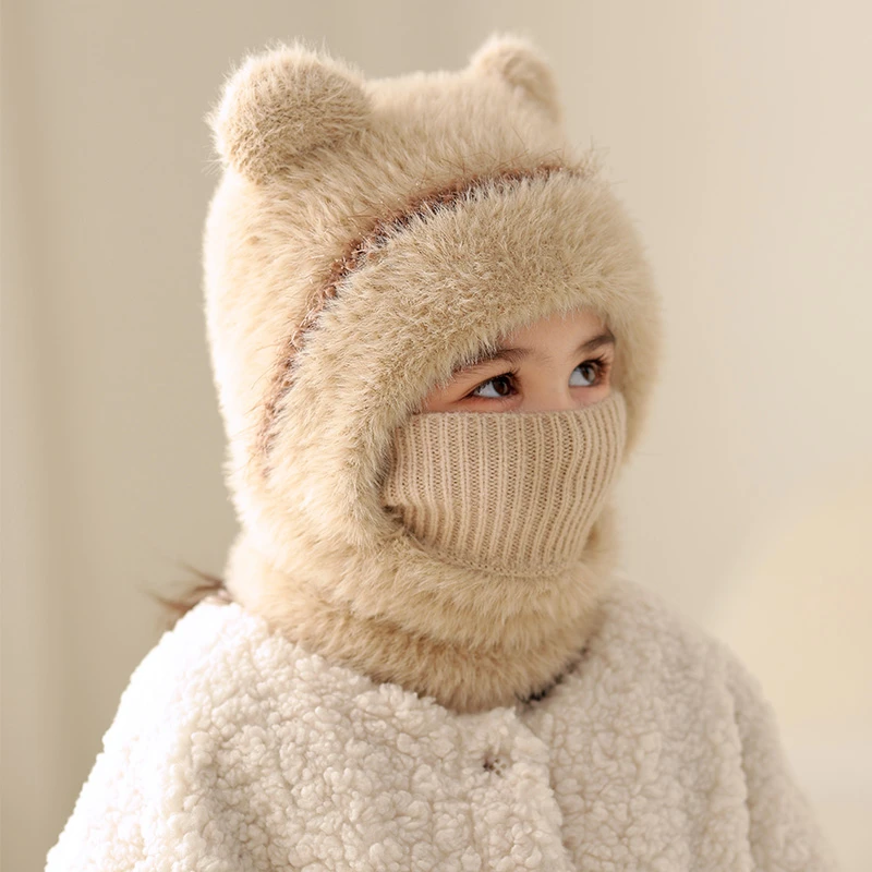 儿童帽子围脖一体秋冬季男女童保暖加厚毛线帽宝宝护耳包头针织帽