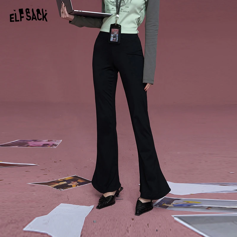 0004【金拐子】妖精的口袋午夜巴黎黑色高腰休闲裤女24秋新