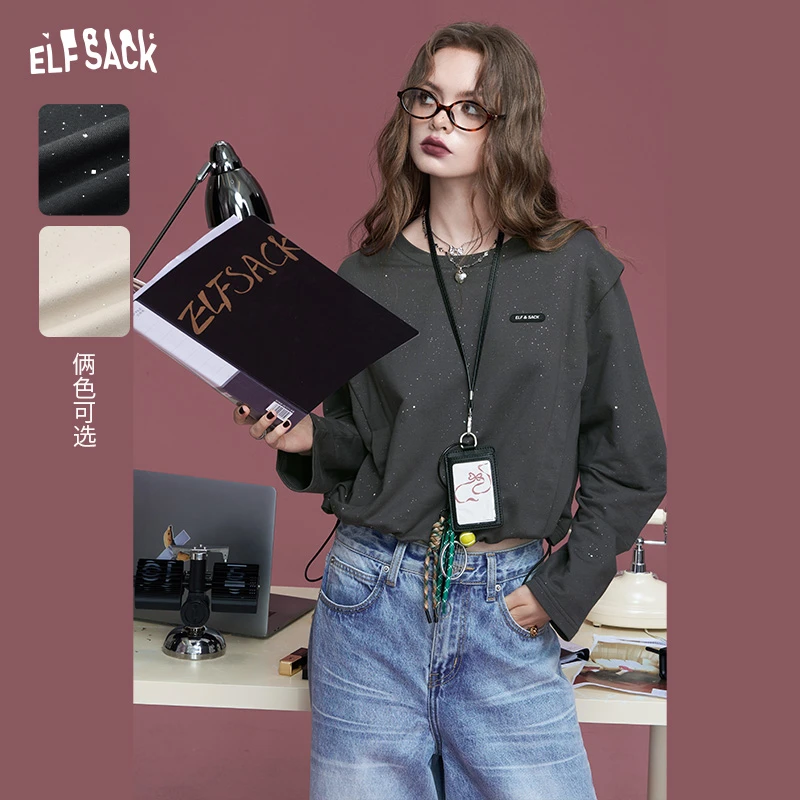 妖精的口袋 格雷永恒 坎肩烫银圆领卫衣女2024秋新款宽松长袖休闲