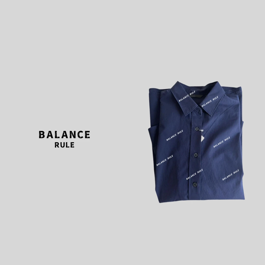 秋季长袖蓝色翻领衬衫 BALANCE RULE-【平衡规则】