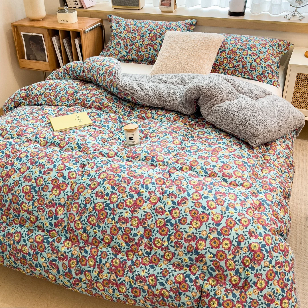 冬季牛奶绒羊羔绒被子冬被棉被加厚保暖家用宿舍用加绒被芯被褥