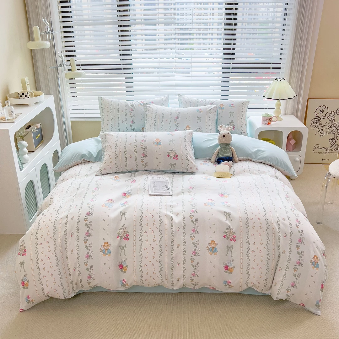 柔软透气亲肤小清新四件套超柔贝壳边家用宿舍用单双人秋冬套件