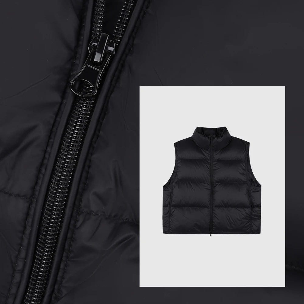 【觅风】气质百搭小众设计感英伦复古无袖小立领白鸭绒马甲YRF8235