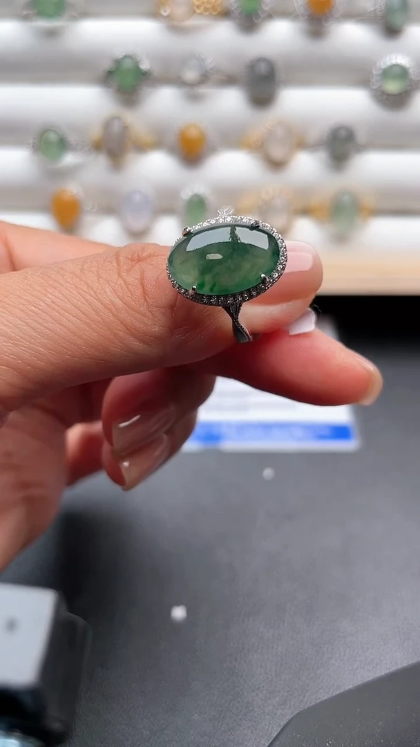 【闪购商品】翡翠戒指银S925镶嵌1076
