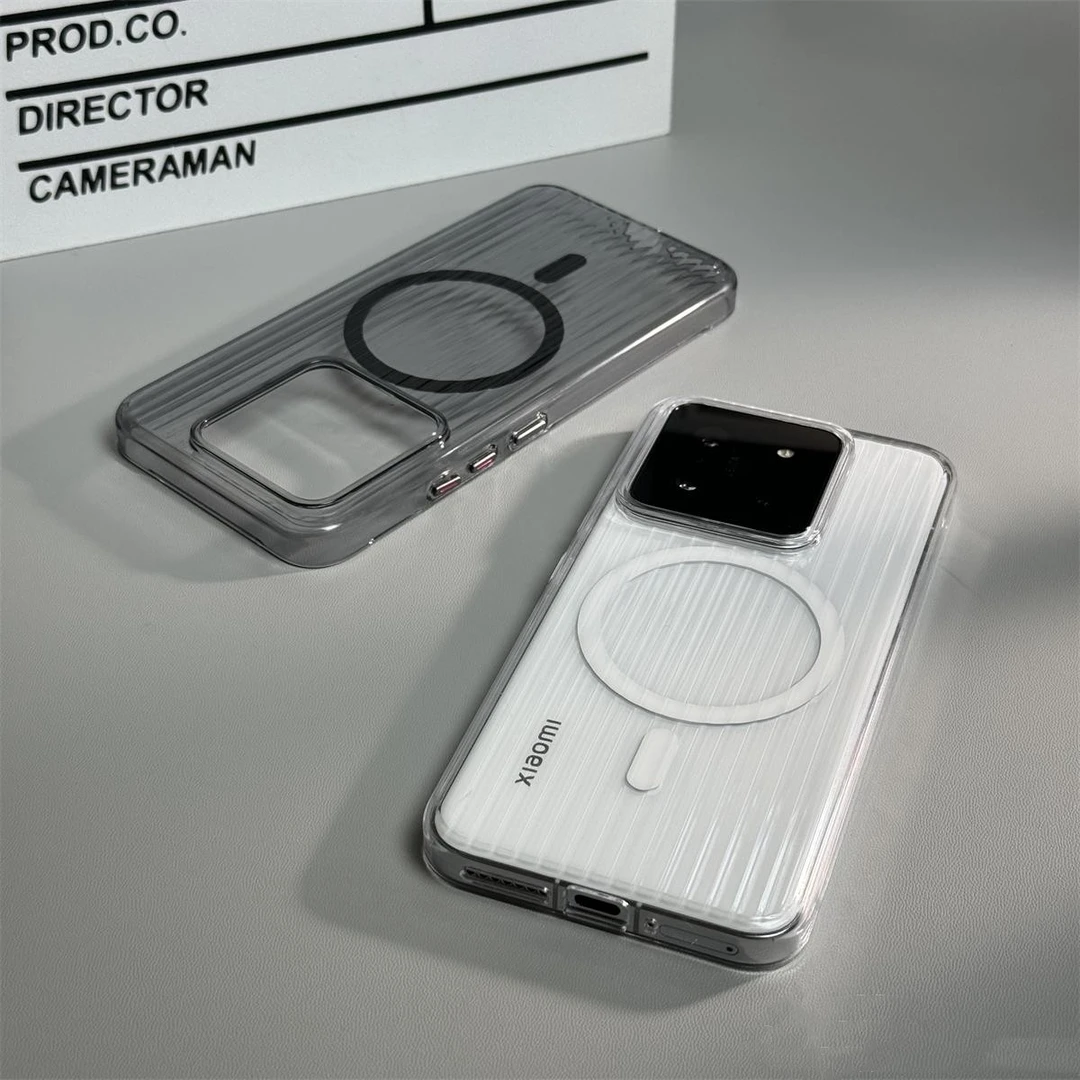 适用小米17ProMax新款磁吸瓦楞手机华为Mate70防摔透明保护套苹果