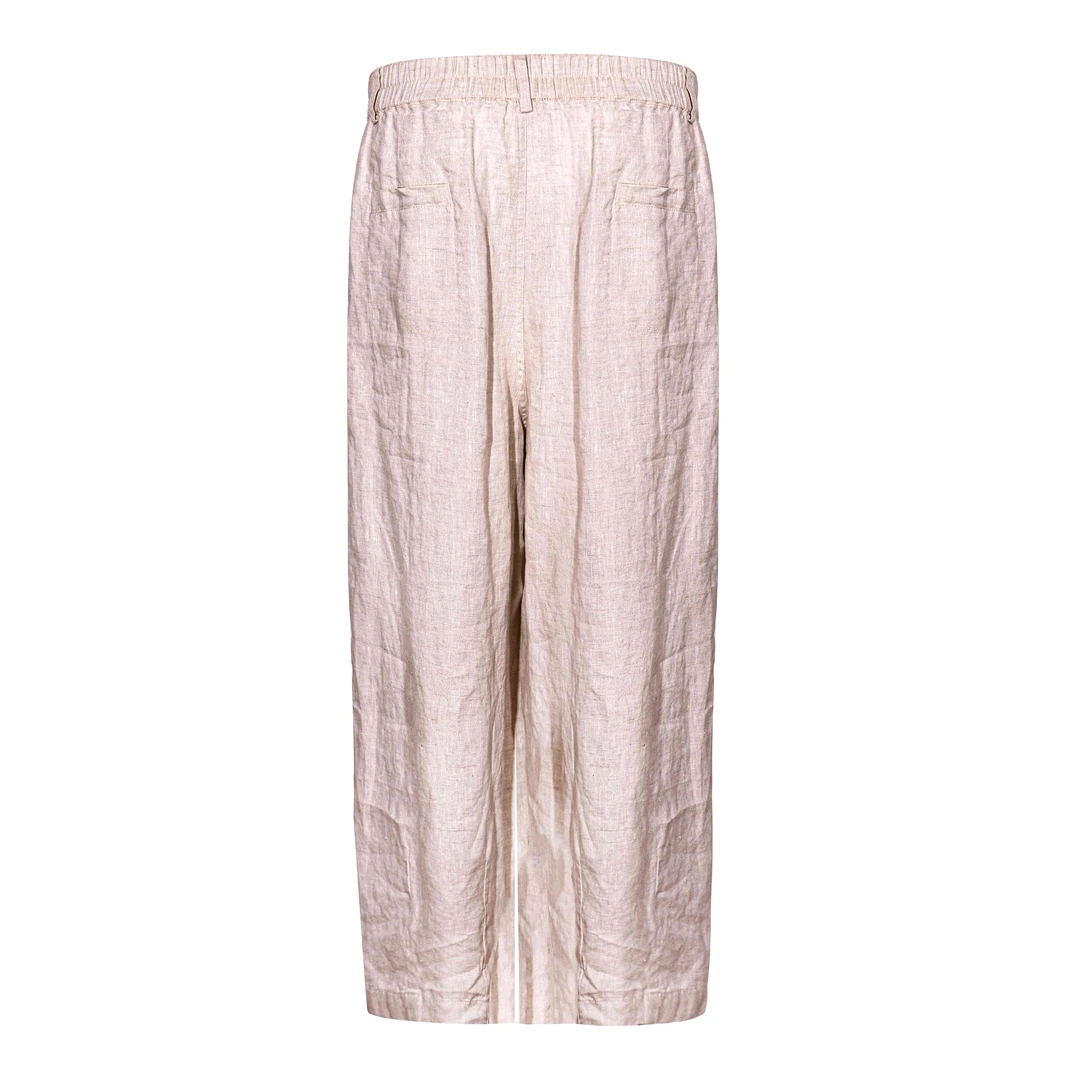 几念原创-夏季女士原创新中式亚麻宽松休闲透气舒适长裤23U014