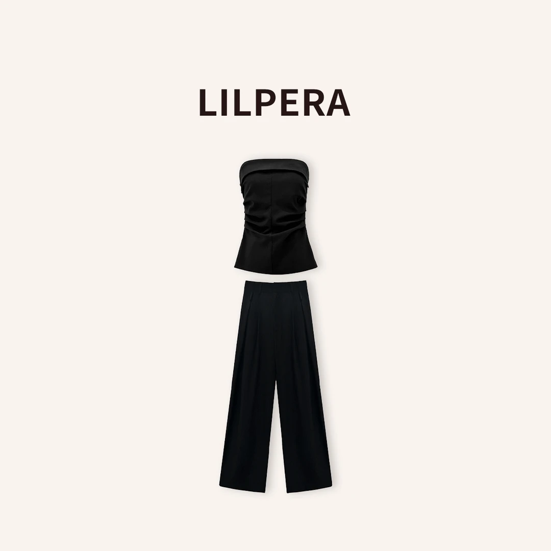 Lilpera【清仓福利】夏季抹胸上衣高腰休闲裤X253