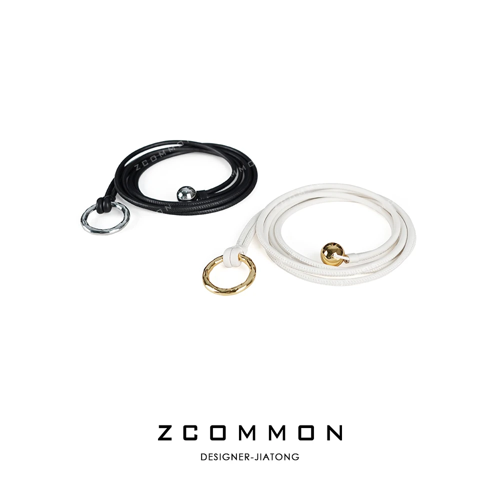 Z common百搭简约圆环细绳真皮装饰轻奢连衣裙收腰腰带 2411056