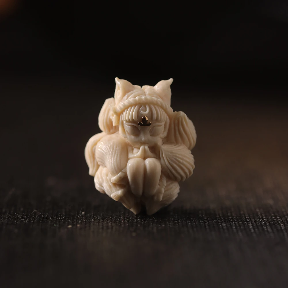 精品原色雕刻猛犸牙凤九涂山九九DIY多宝配饰（自发无证书）