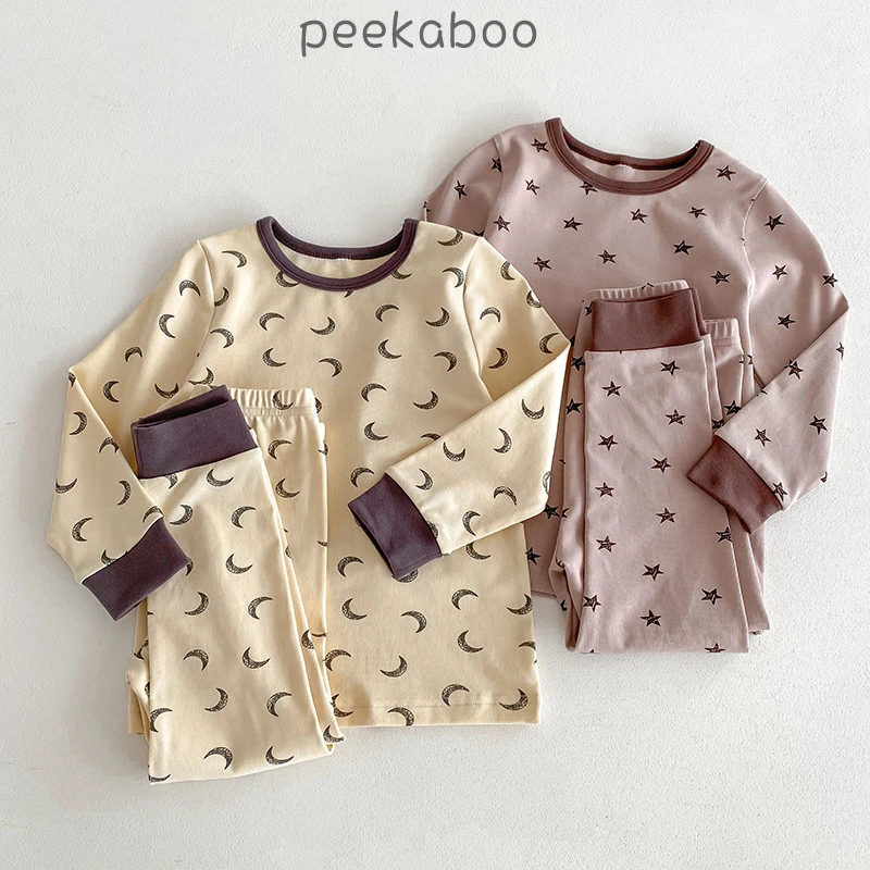 peekaboo童装韩国儿童家居服宝宝睡衣套装秋冬保暖婴儿长袖长裤