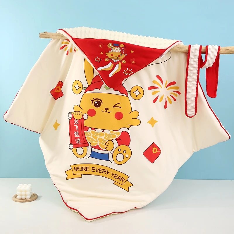 婴儿用品抱被包被纯棉春秋冬加厚豆豆绒被子宝宝用品防惊跳睡袋