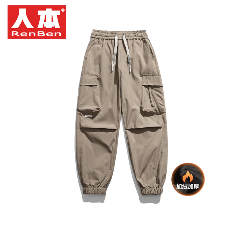 人本RenBen日系工装裤秋冬百搭情侣宽松潮流加绒加厚休闲裤子男款