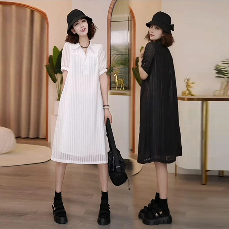 高级感短袖减龄连衣裙女2025年夏季新款雪纺衬衫女款2025款时尚