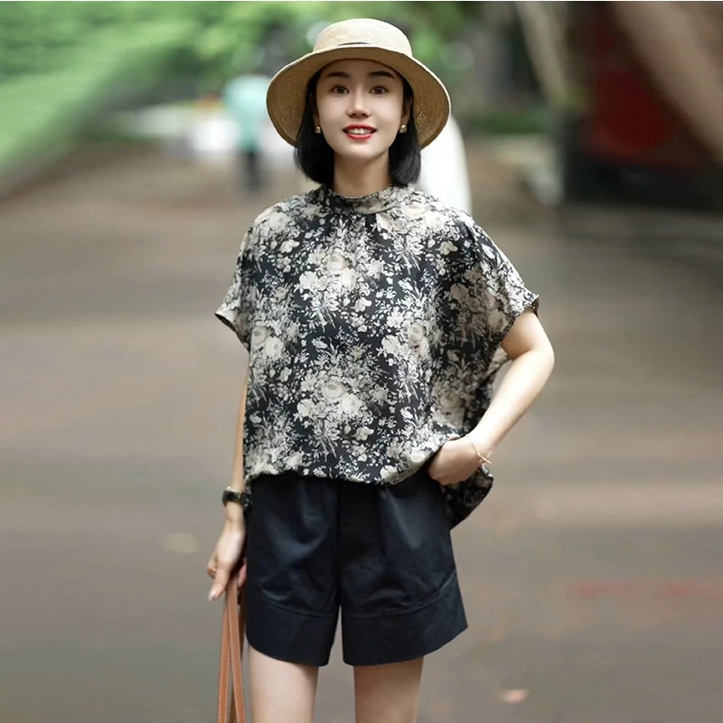 2024夏季新款时尚洋气背心轻薄女装高级感显瘦休闲印花圆领上衣女