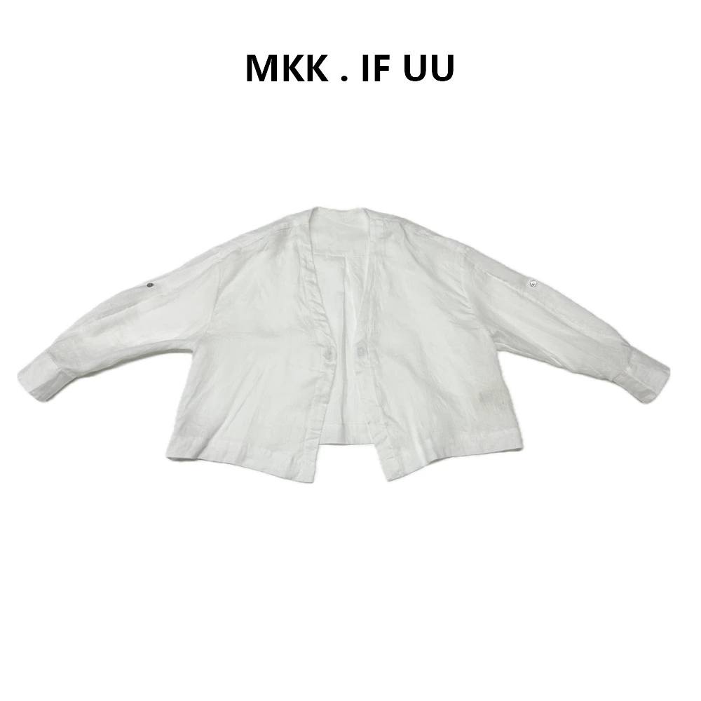 KEKE推荐日潮极简风老钱风亚麻和尚领外搭极简衬衫外套