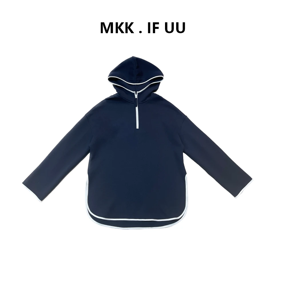 KEKE推荐 撞色地球美式复古半拉链宽松连帽卫衣针织四季款