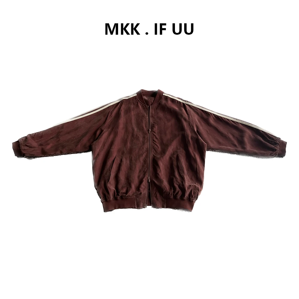 KEKE复古港风铜氨质感棒球夹克大外套百搭宽松