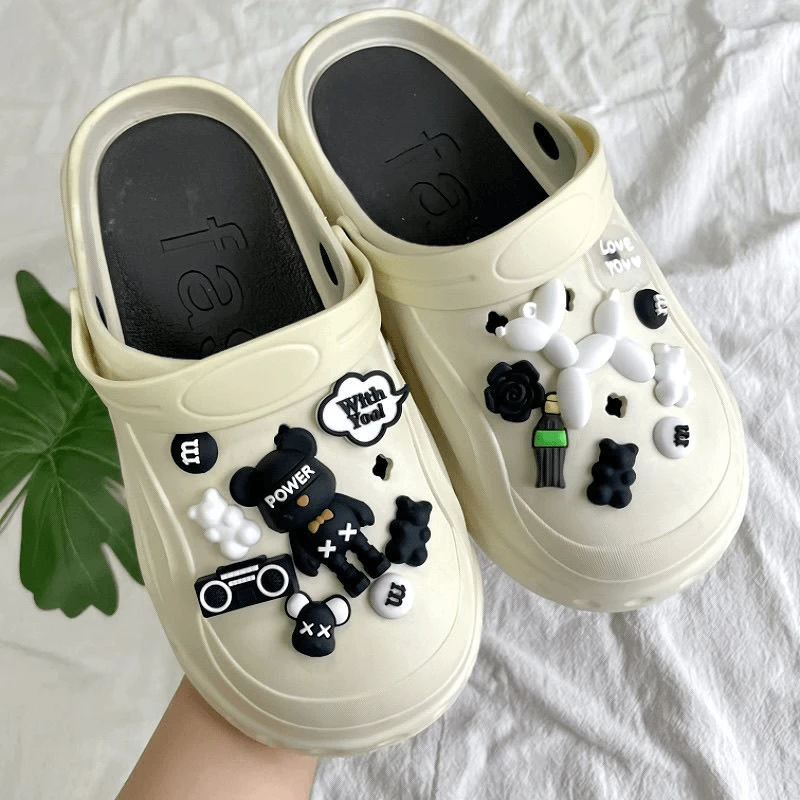 洞洞鞋配件装饰品可拆卸diy鞋扣配饰趣味小熊立适配洞洞鞋花