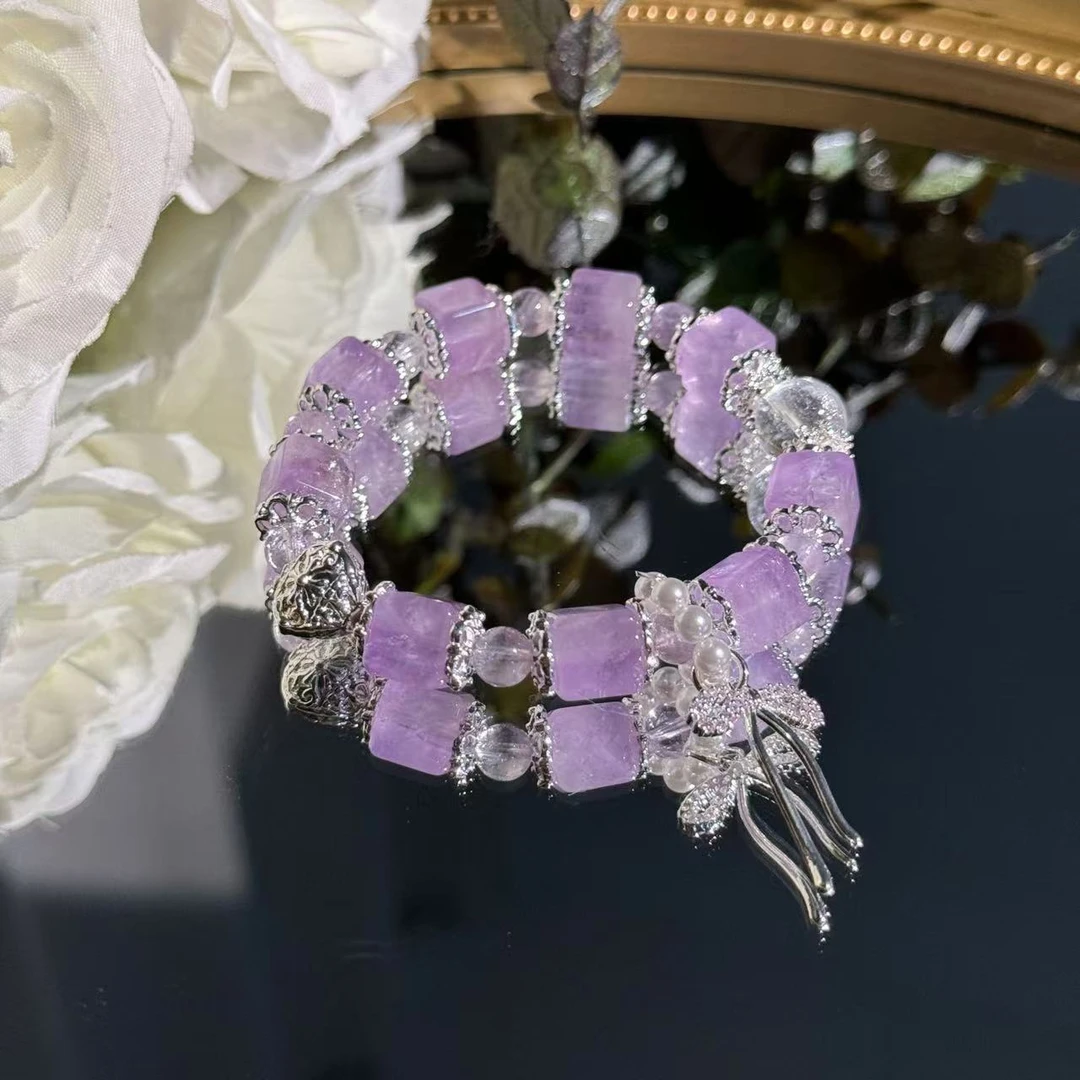 蝴蝶结跑环方块紫水晶手串手链 均有瑕颜色微差多样发一F87