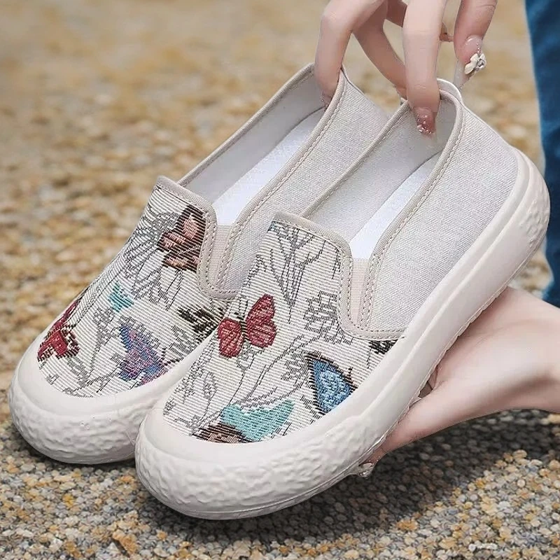 秋季中国风软底透气休闲女鞋渔夫鞋一脚蹬防滑耐磨浅口乐福鞋YFS