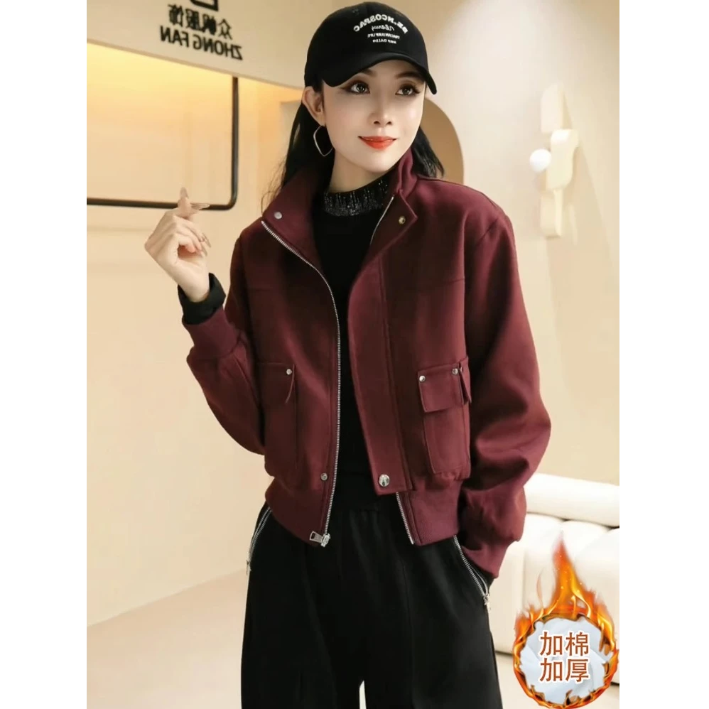 夹棉短外套女秋冬装秋冬新款爆款夹克衫小个子洋气加厚棒球服上衣