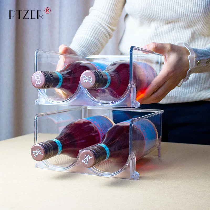 PTZER双瓶装红酒架可层叠红酒架摆件架展示架酒柜架冰箱用瓶架子