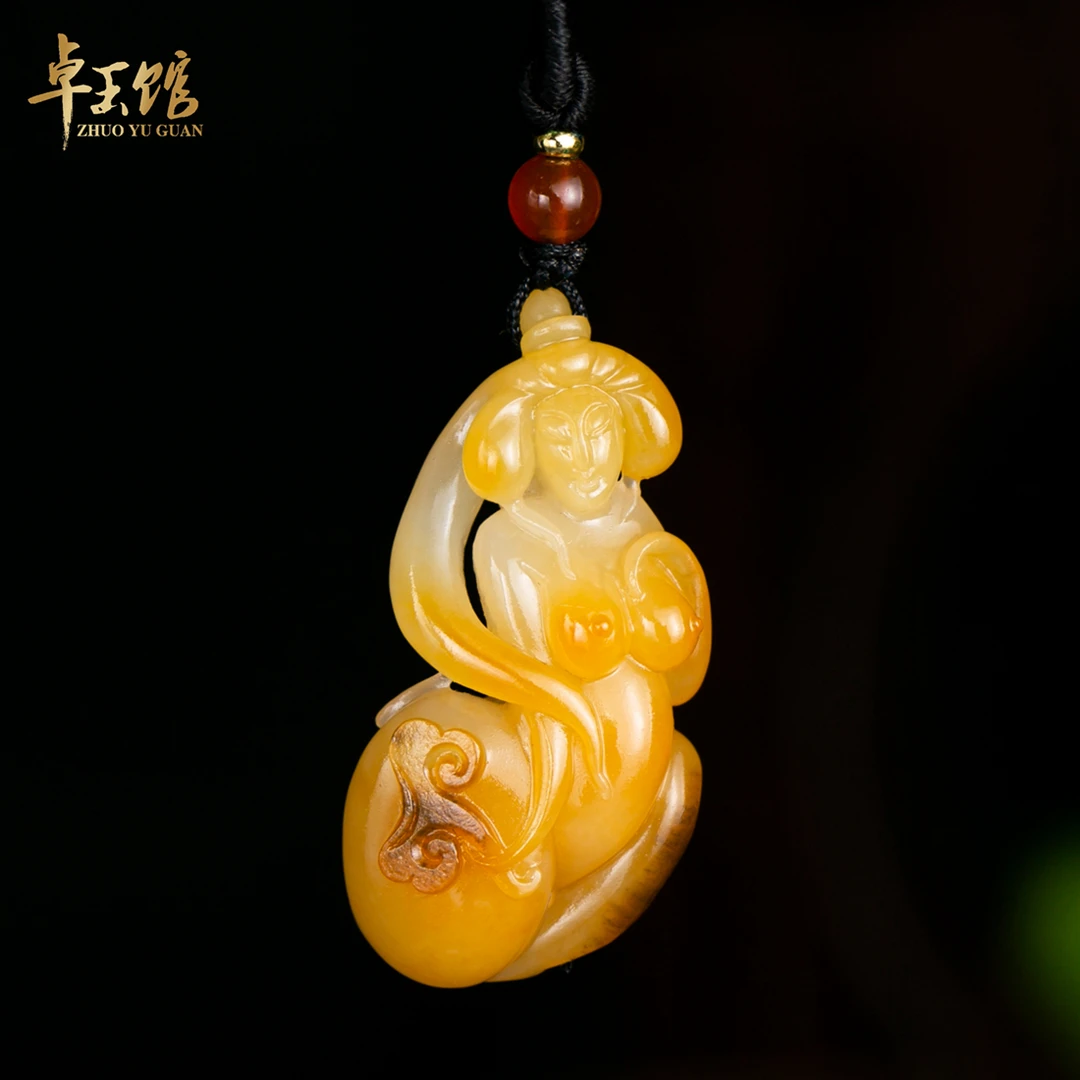 【卓玉馆】玉贵人 沁料圆仕女挂坠吊坠苏工名家