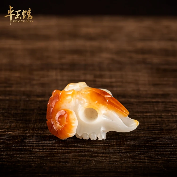 【卓玉馆】吉祥如意 红皮鸡骨白生肖羊骨吊坠挂件