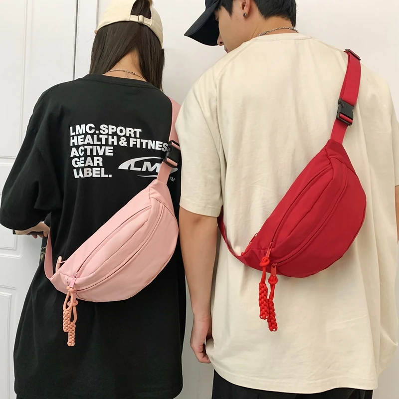 时尚尼龙布包包女2024新款简约百搭男胸包大容量学生小跨包腰包