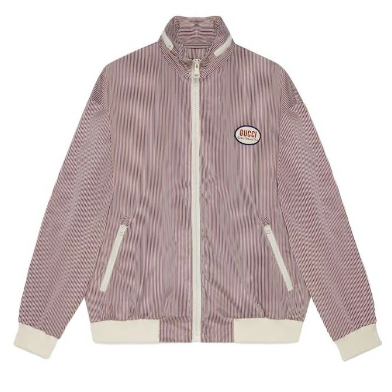 全新未使用 GUCCI/古驰 古驰条纹徽标立领拉链夹克外套