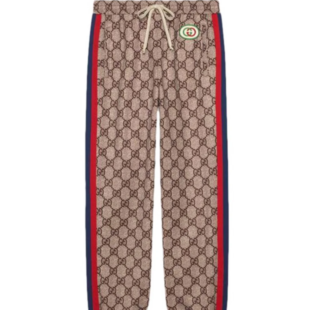 全新未使用 GUCCI/古驰 满印logo图案印花运动长裤