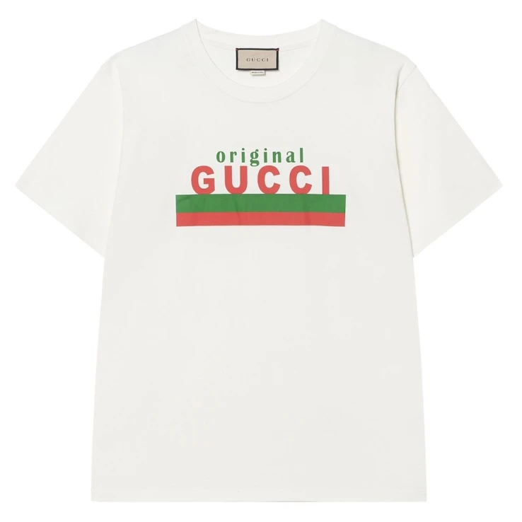 未使用 GUCCI/古驰 红绿腰带字母印花短袖白色