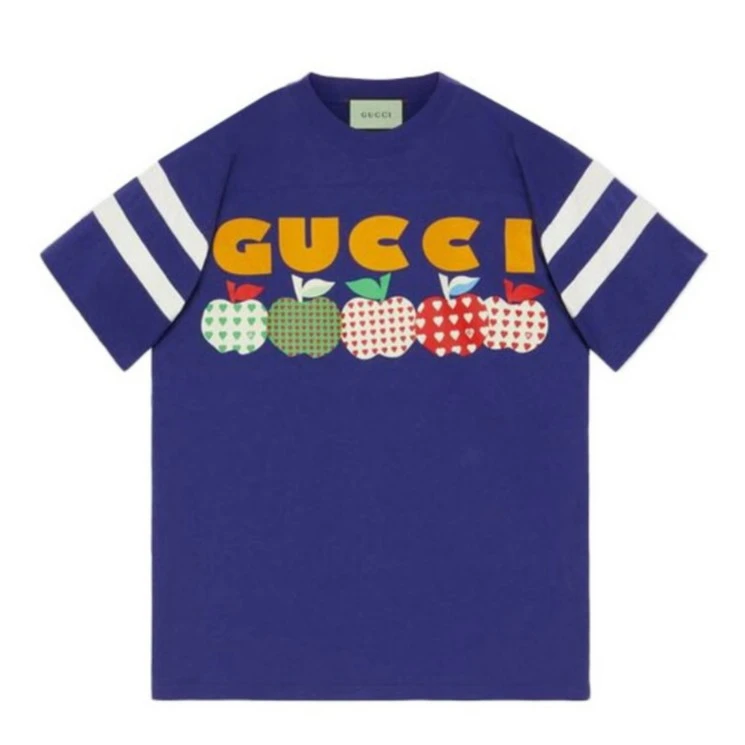 全新未使用 GUCCI/古驰 （瑕疵）休闲半袖男女时尚苹果印花短袖T恤