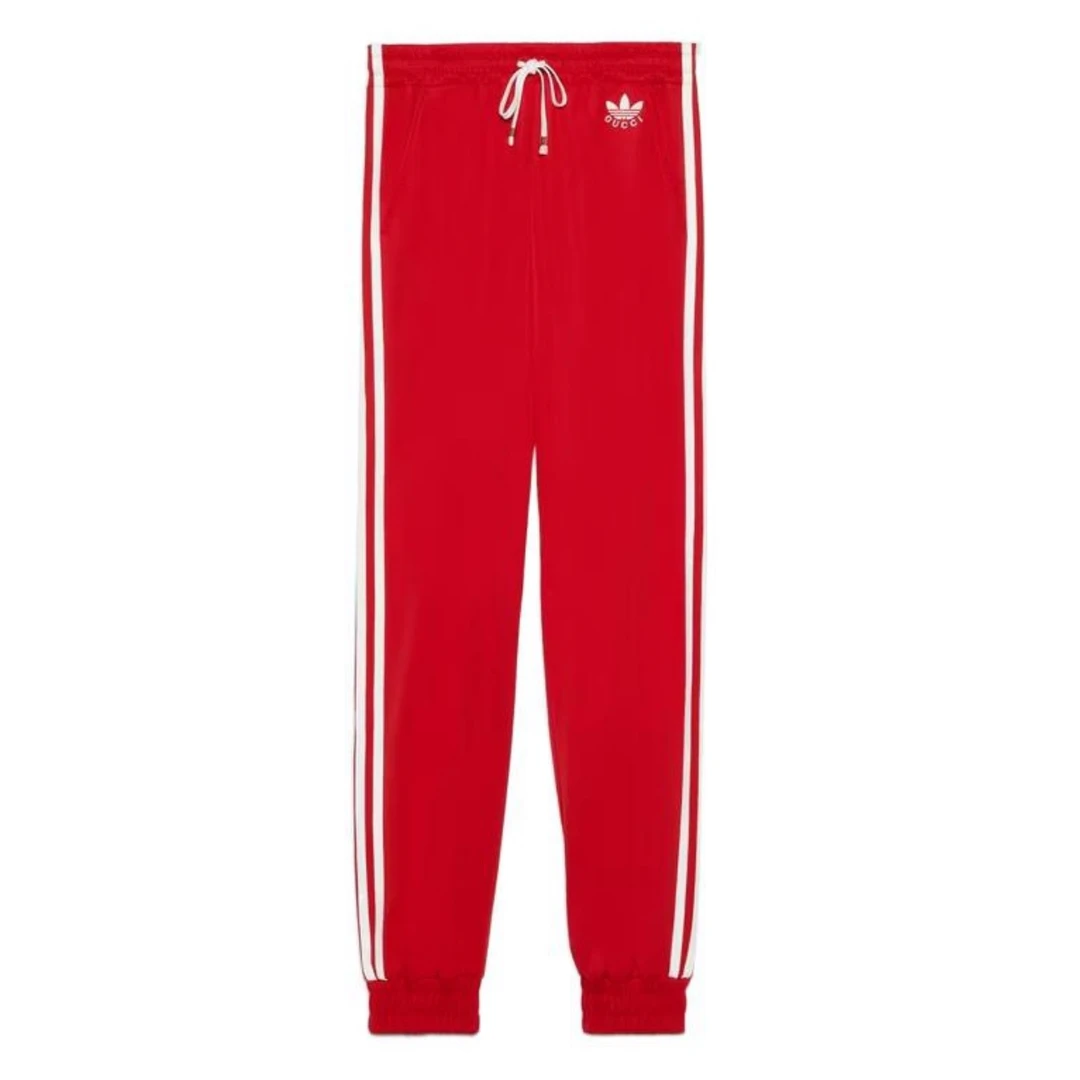 全新未使用 GUCCI/古驰 阿迪Adidas联名款运动休闲卫裤红色