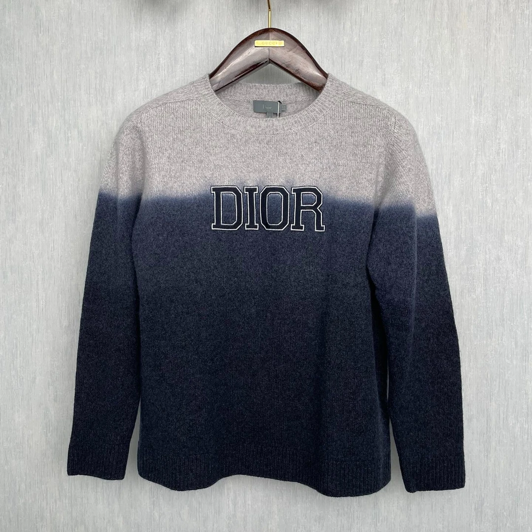 全新未使用 DIOR/迪奥 渐变色大logo大童针织衫休闲打底卫衣毛衫